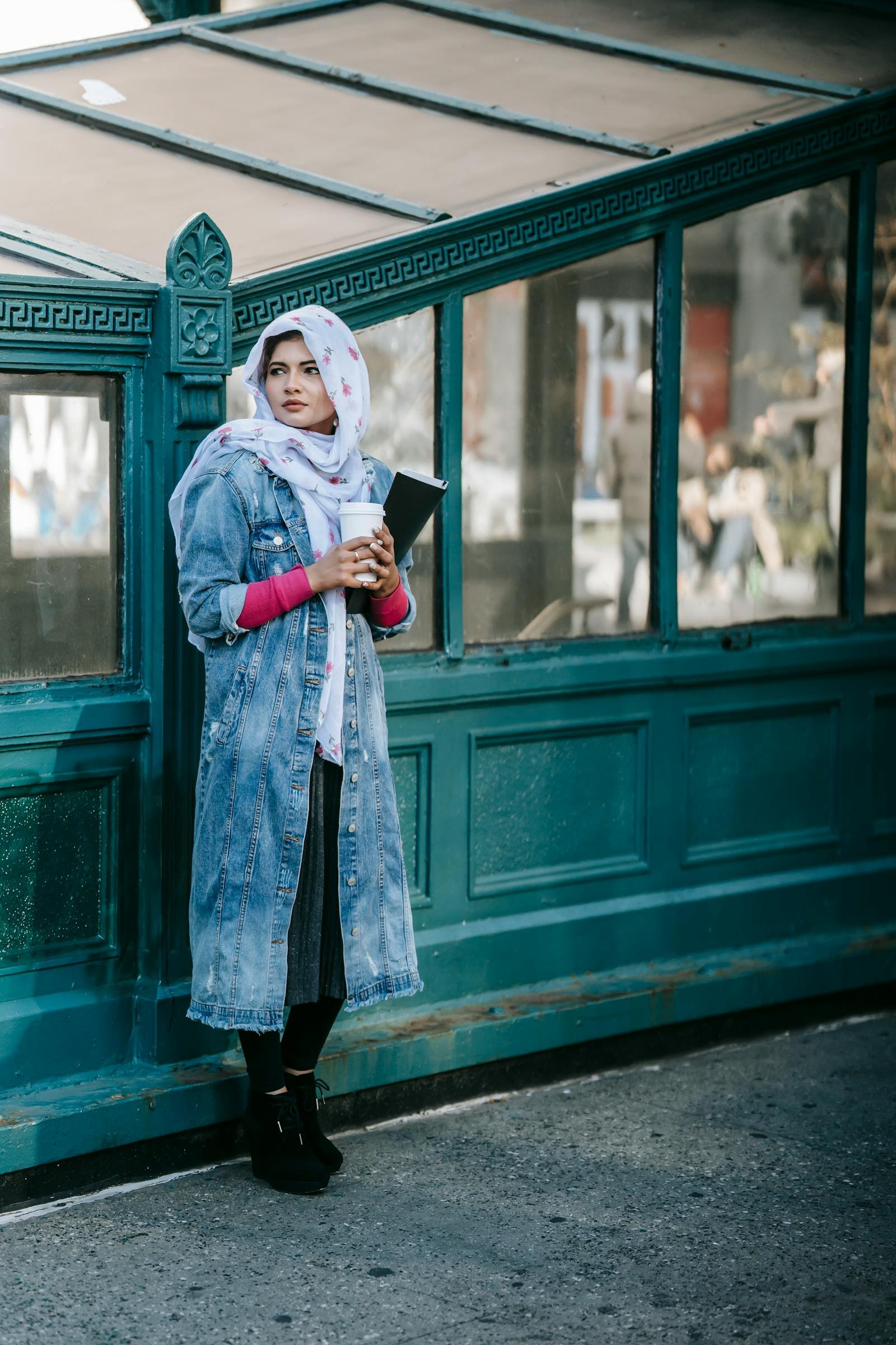 Urban portrait image of a woman in motion